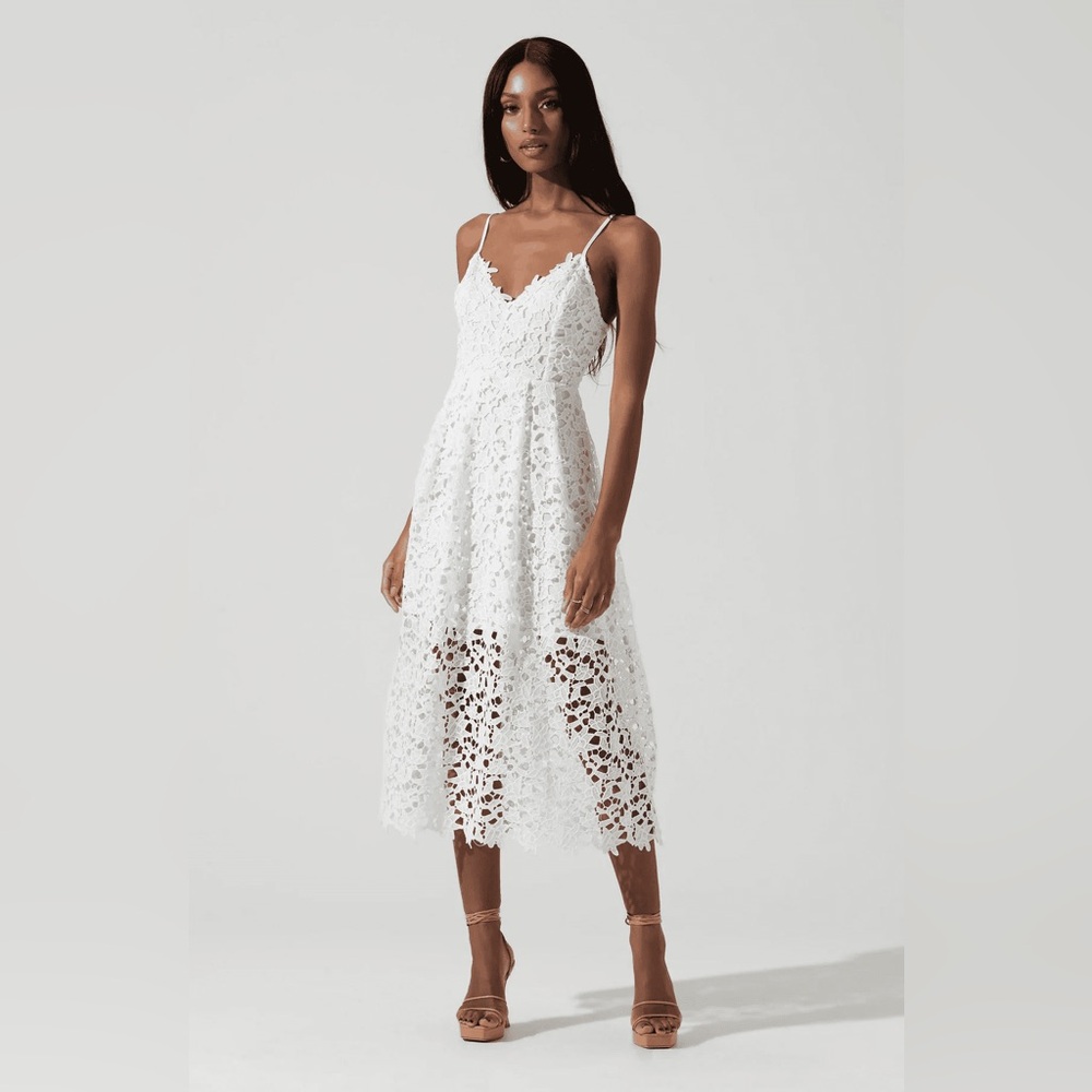 White Lace Midi Dress - Astr the Label